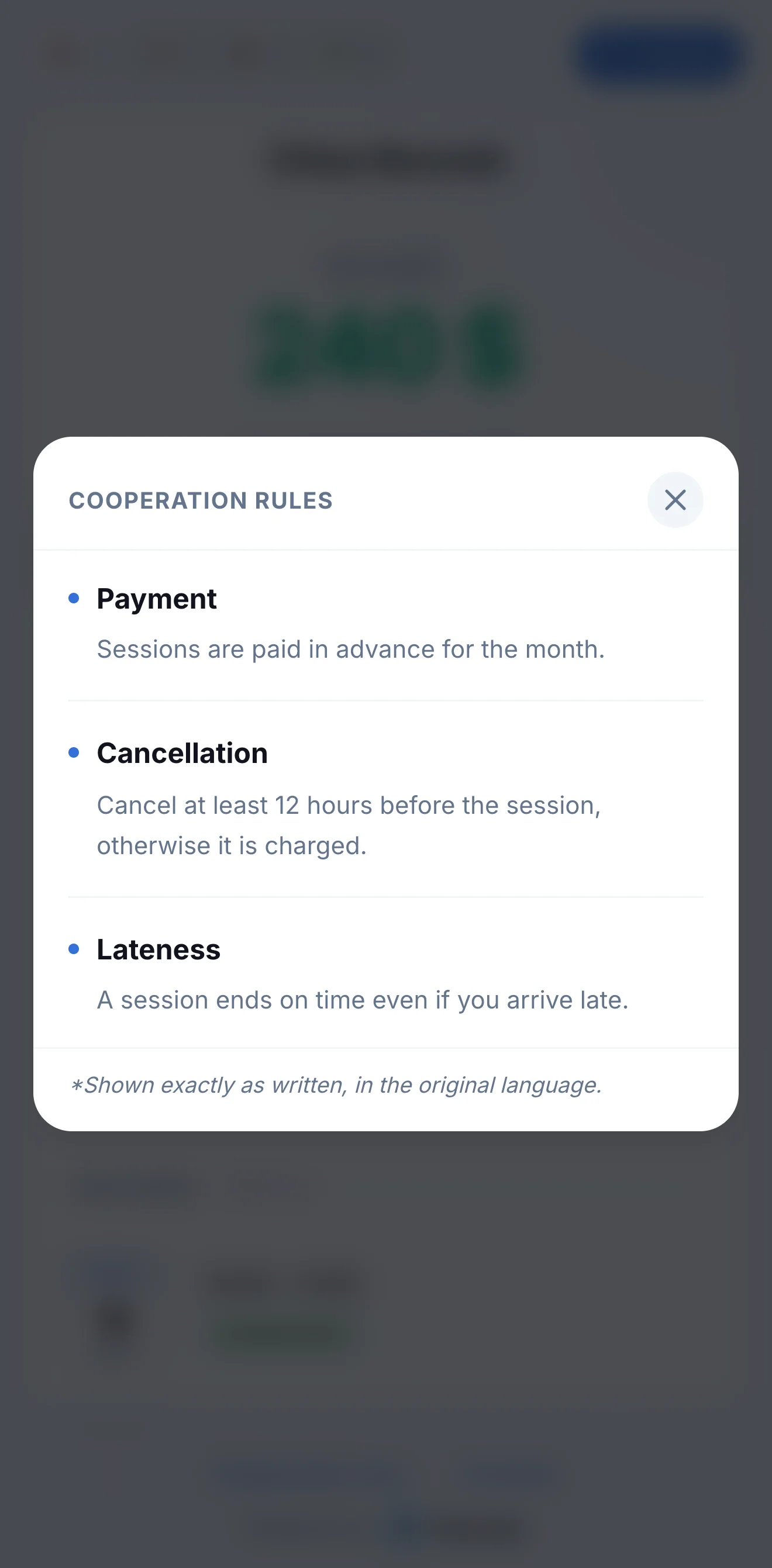 Your cooperation rules on the client's portal