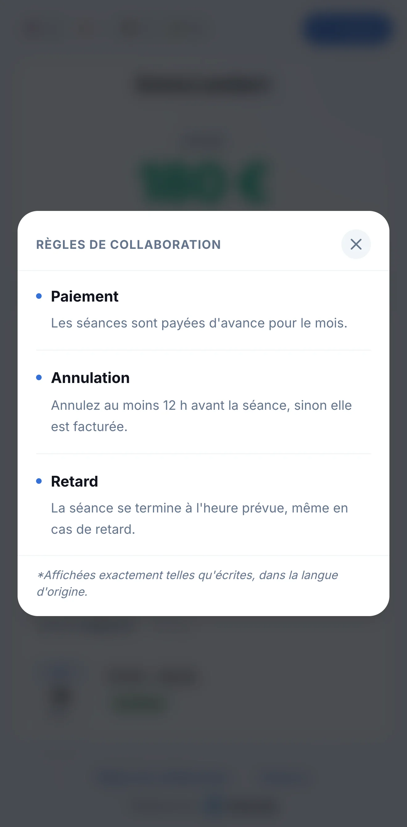 Vos règles de collaboration sur le portail du client