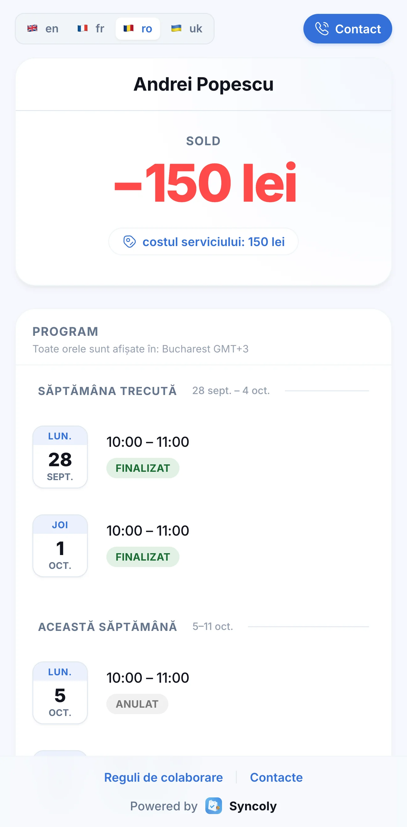 Soldul elevului pe portal