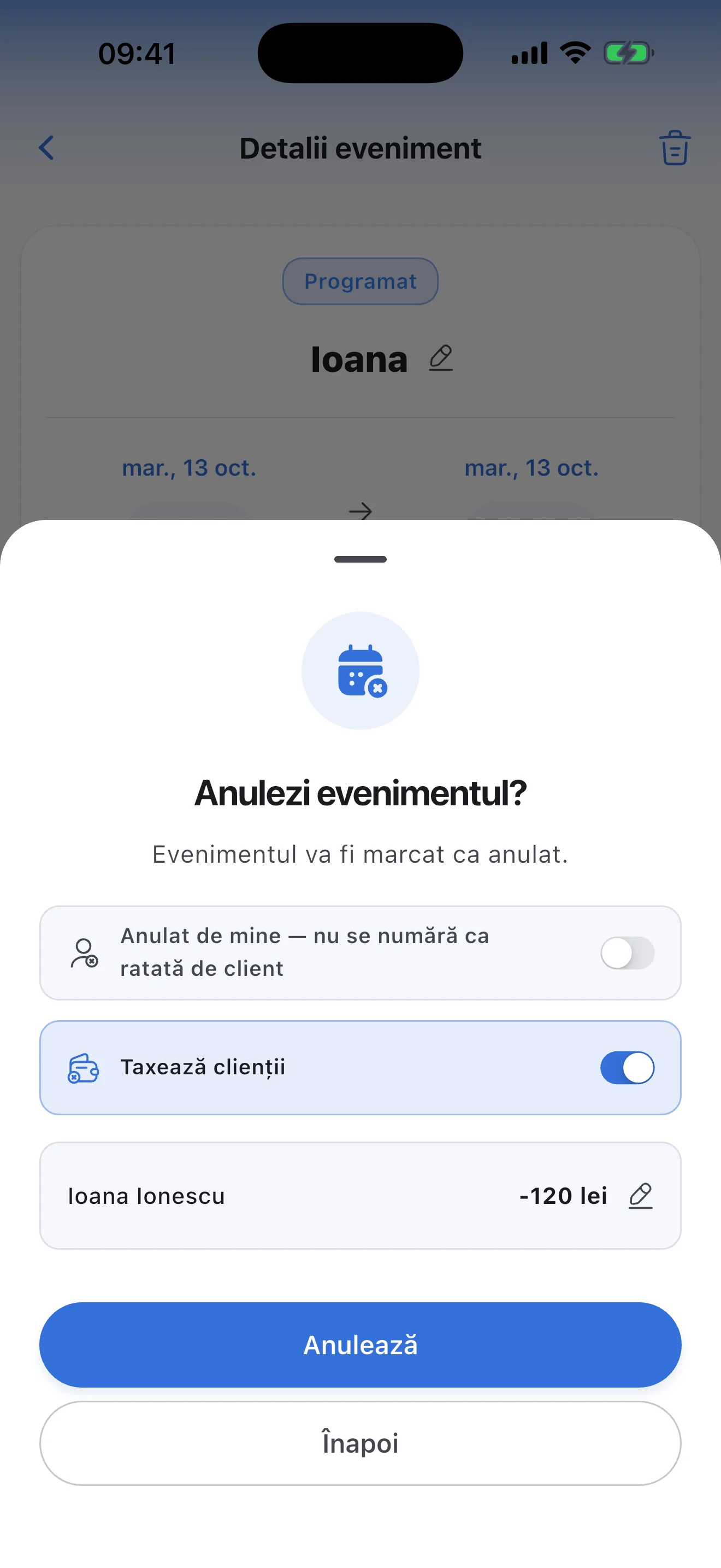 Anularea unei meditații în Syncoly: taxarea unei anulări de ultim moment
